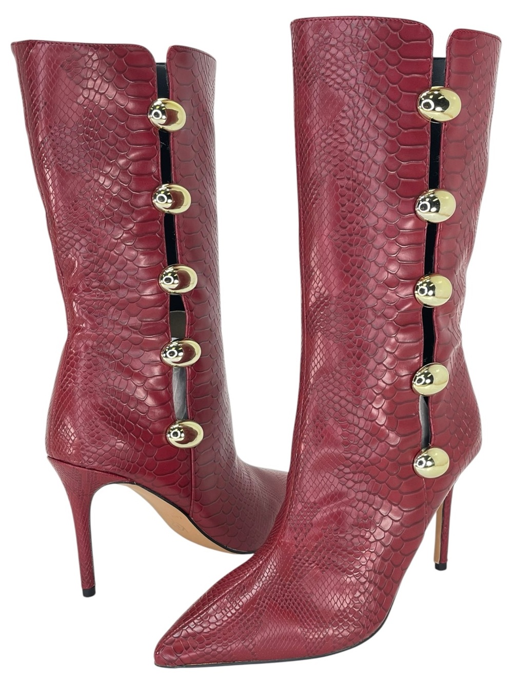 Katy Perry Revival Ornament Red Faux Leather Womens Mid-Calf Boots Size 8.5M - Picture 10 of 13